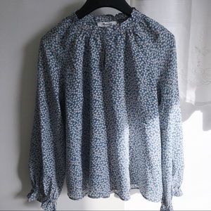Madewell 100% Silk Poet Top in Bitsy Floral XXS